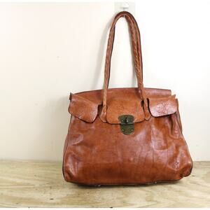 Patricia Nash Bag Brown Leather Rodano Satchel Large Shoulder Bag